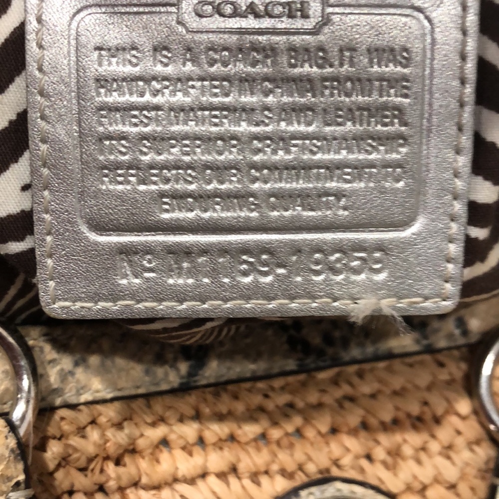Coach Hampton Python Leather Trim Straw Shoulder Tote - Picture 12 of 12